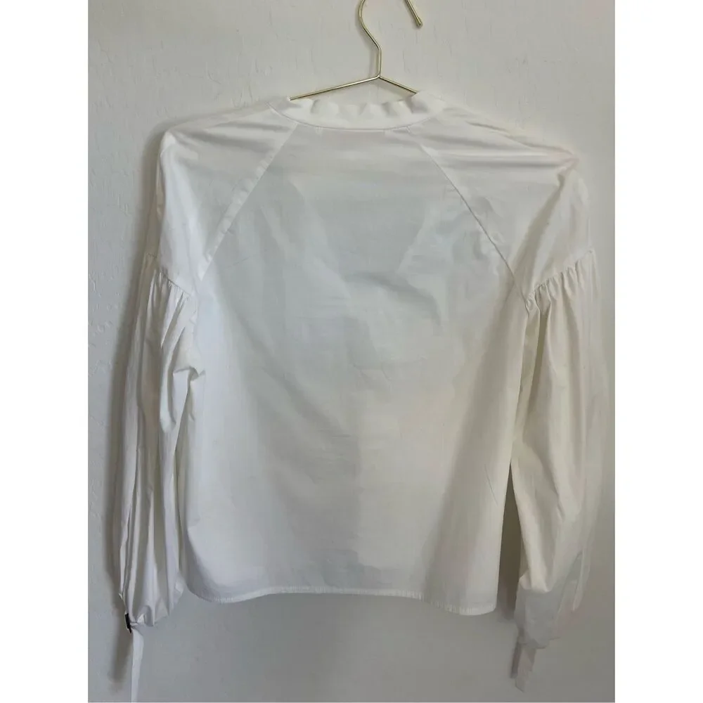ZARA White Puff Sleeve Blouse Size Medium
